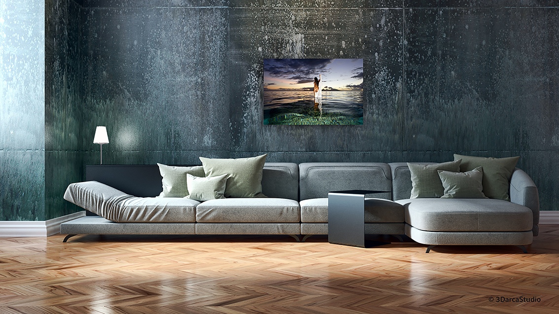 Déesse entre ciel et mer est une photographie artistique sous-marine de Christian Coulombe, en édition limitée et en exclusivité vente chez Myovahe.